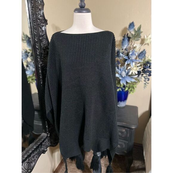 Vince Camuto New Black Cable Knit Shawl - Picture 1 of 4